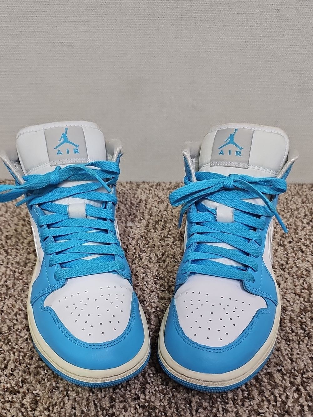 NIKE AIR JORDAN 1 MID DARK POWDER BLUE WOMENS SNEAKERS BFPM-09-202